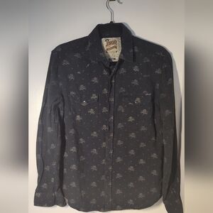 JNCO Dark Blue Floral Button Down Shirt Size S #556